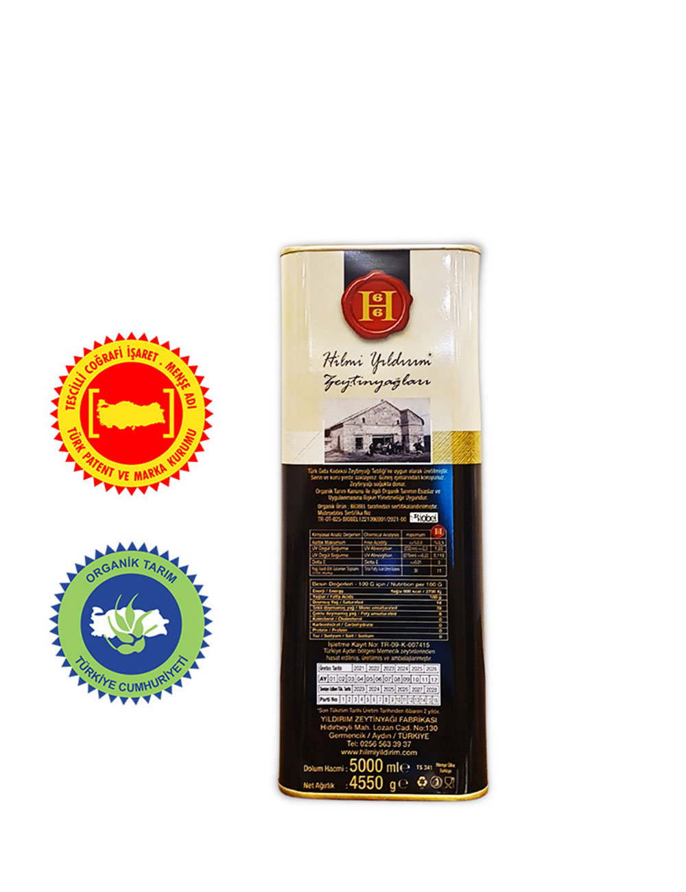Hilmi Yıldırım Organik Olgun Hasat Soğuk Sıkım Filtreli Natürel Sızma Zeytinyağı 5 Lt - Görsel 2