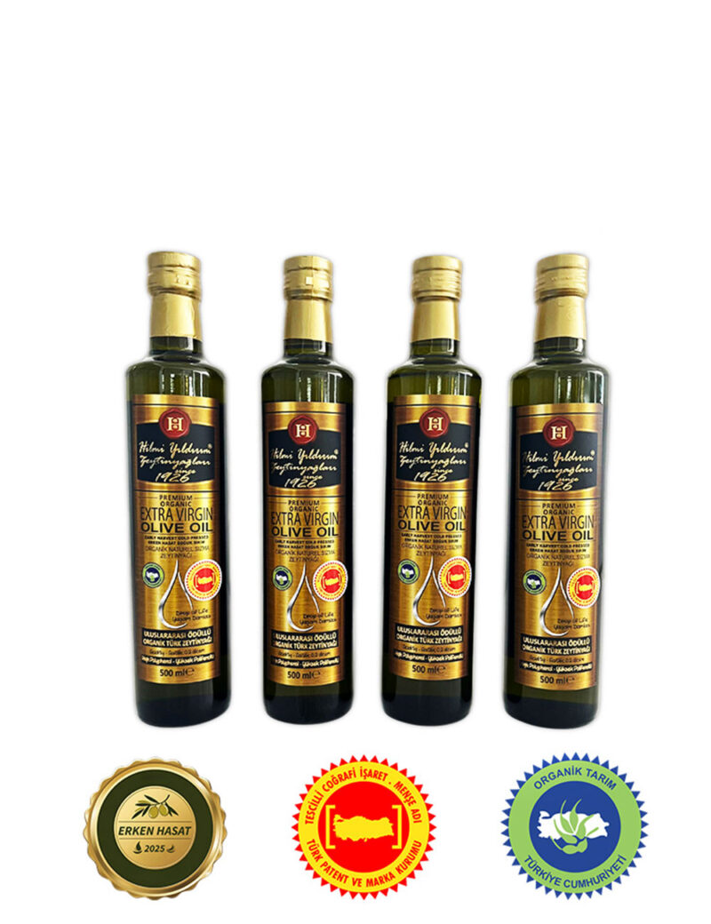 Avantaj Paketi - 4 Adet Hilmi Yıldırım Soğuk Sıkım Erken Hasat Organik Natürel Sızma Zeytinyağı 500 ml