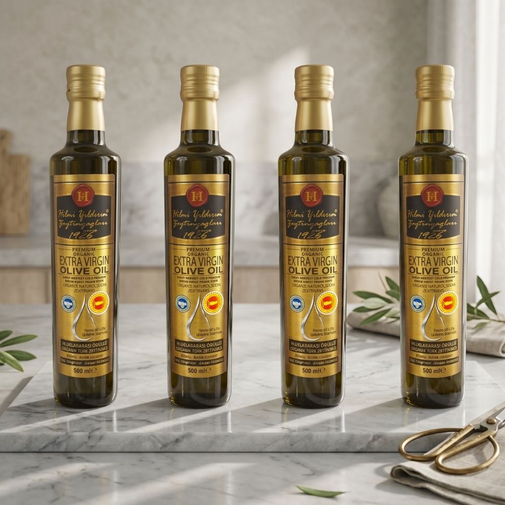 Avantaj Paketi - 4 Adet Hilmi Yıldırım Soğuk Sıkım Erken Hasat Organik Natürel Sızma Zeytinyağı 500 ml (Filtreli)