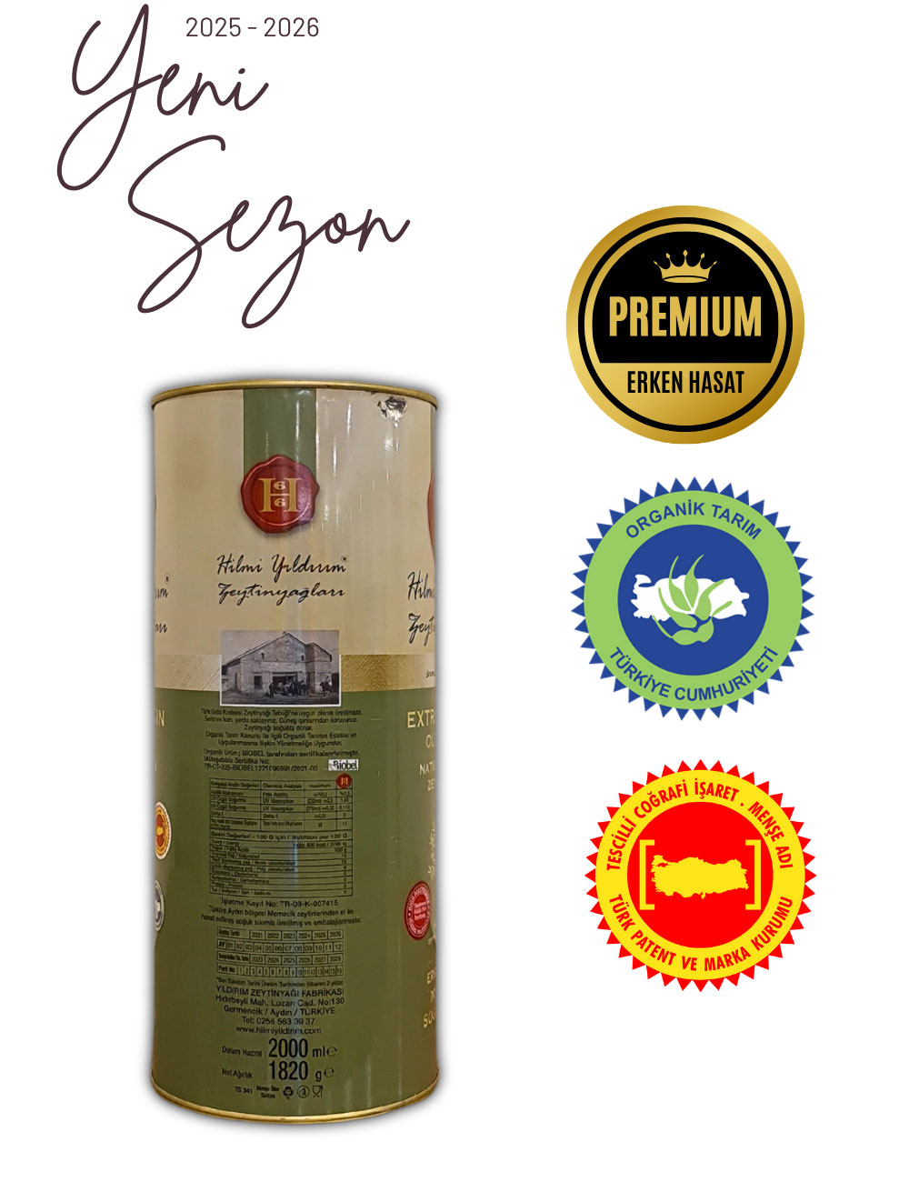 Yeni Sezon Ödüllü Erken Hasat Soğuk Sıkım Natürel Sızma Zeytinyağı 2 L (Filtreli) - Görsel 2