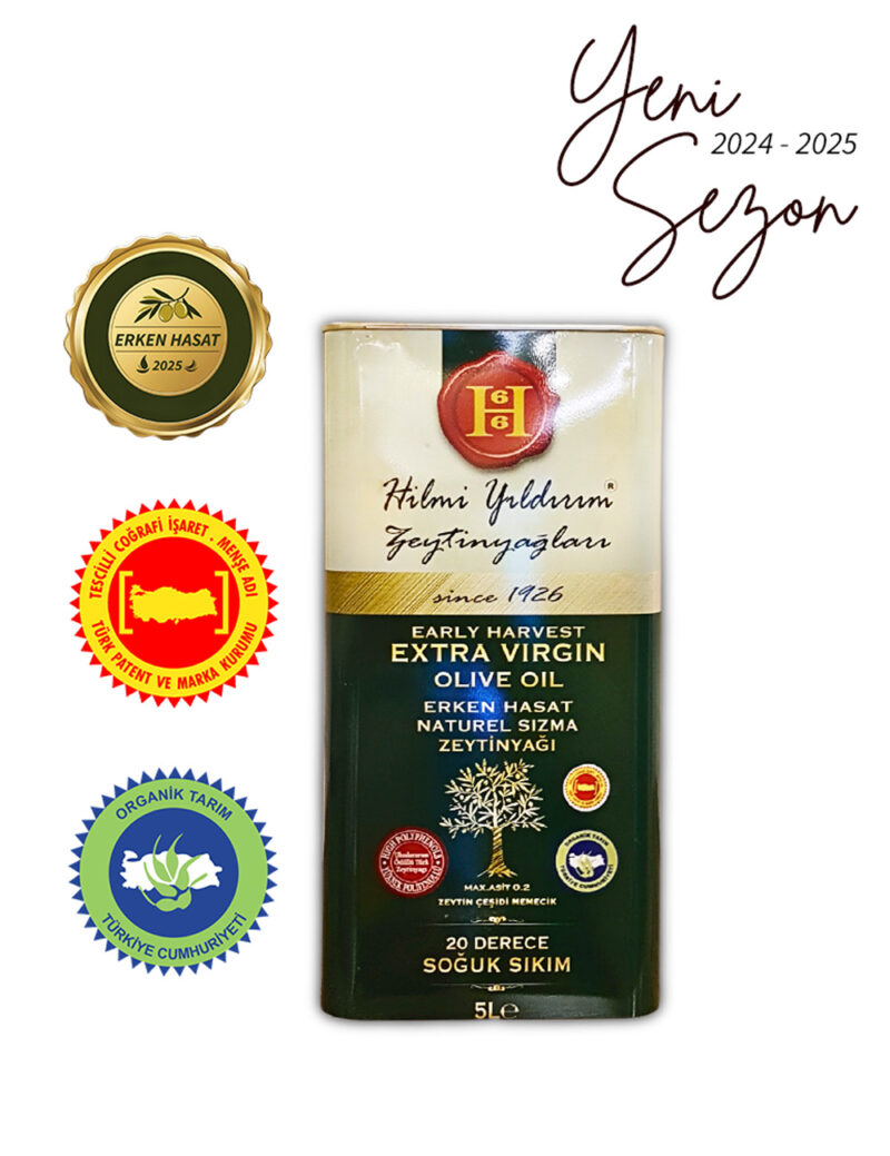 Ödüllü Erken Hasat Soğuk Sıkım Natürel Sızma Zeytinyağı 5 lt