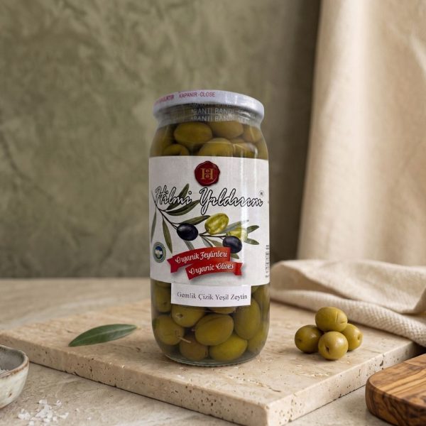 Organik Gemlik Çizik Yeşil Zeytin 650 Gr