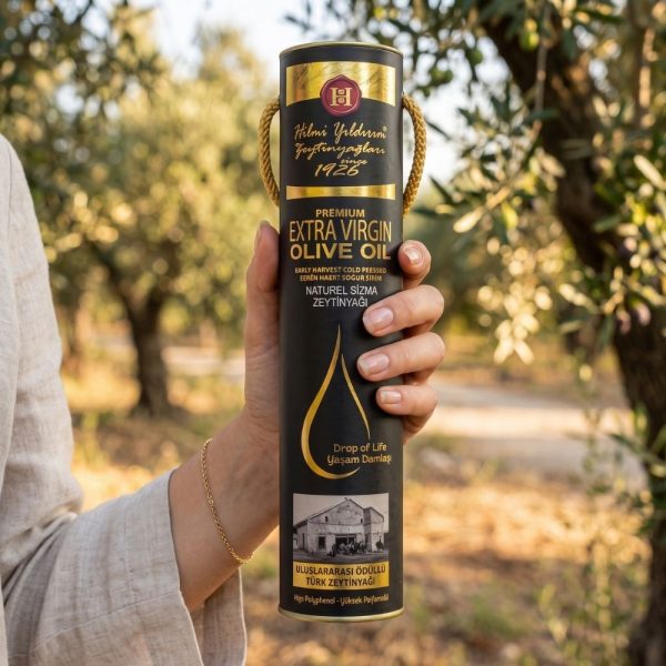 Erken Hasat Soğuk Sıkım Filtresiz Natürel Sızma Zeytinyağı 500 ml & Hediyelik Silindir Kutu