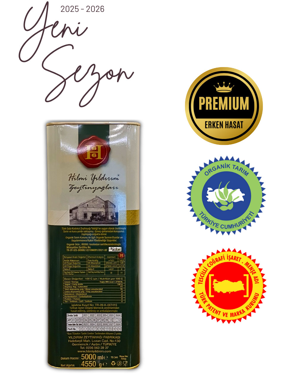 Ödüllü Erken Hasat Filtreli Soğuk Sıkım Organik Natürel Sızma Zeytinyağı 5 L - Görsel 2