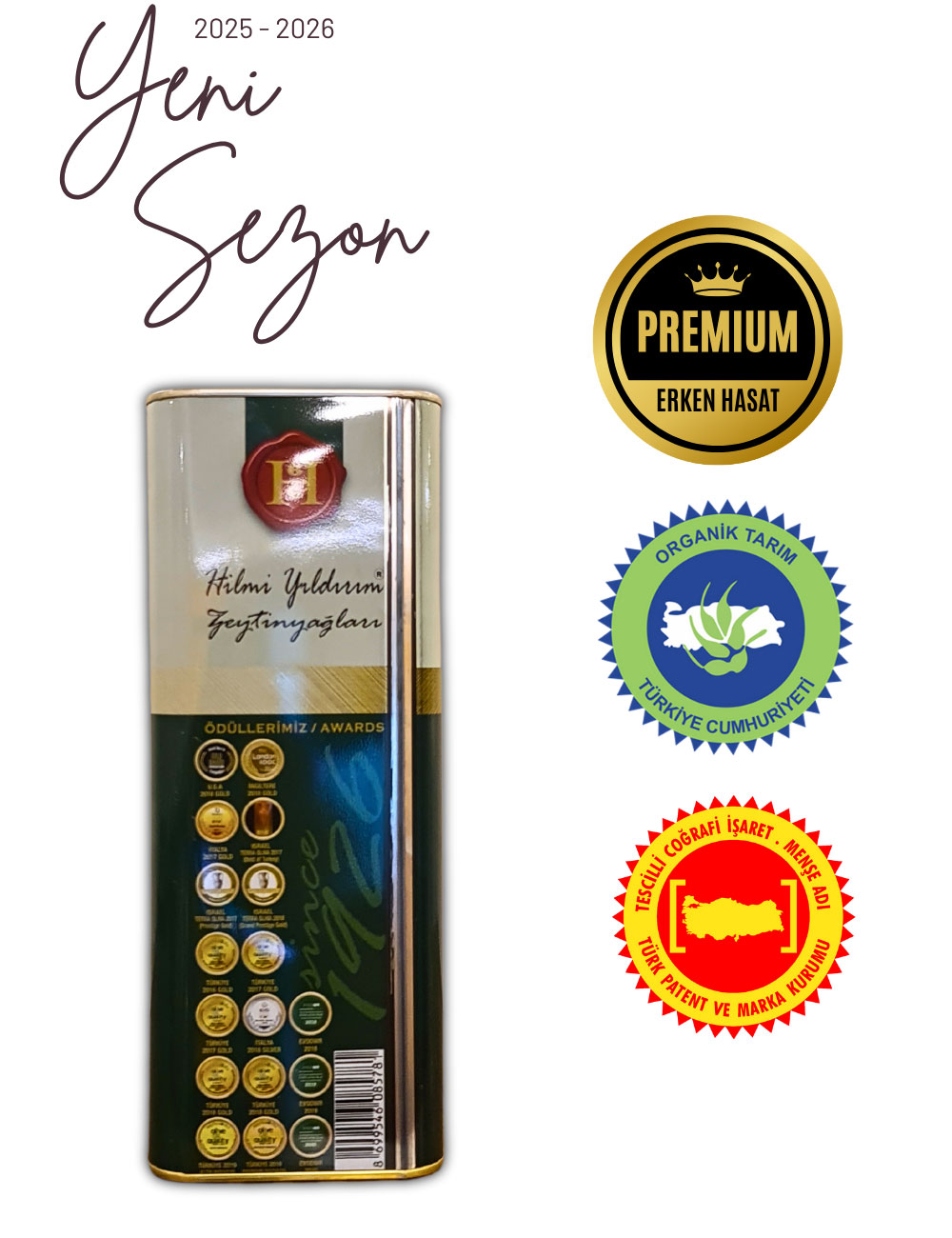 Ödüllü Erken Hasat Filtreli Soğuk Sıkım Organik Natürel Sızma Zeytinyağı 5 L - Görsel 3